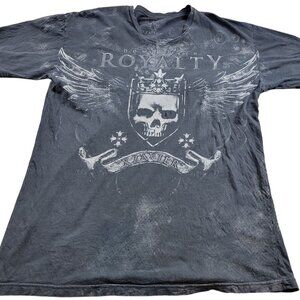 Xzavier T-shirt Mens XL Black Royalty 2-Sided Short Sleeve Graphic V Neck Holes*